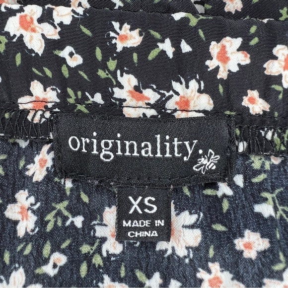 XS Originality Black Floral Ruffle Skirt Mini A Line Peasant Colorful - Picture 5 of 6